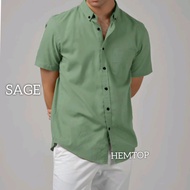 KEMEJA HIJAU Men's short-sleeved sage shirt Men's sage green shirt Men's short-sleeved black shirt M