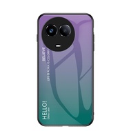 เคส11Pro Realme 11 Pro Plus + Realme11 Nfc 4G 5G 2023ไล่ระดับสีกระจกเทมเปอร์เคสโทรศัพท์กรอบ TPU แบบนุ่มป้องกันการกระแทก