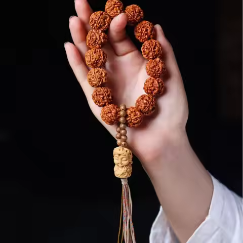 Natural Rudraksha Tara Tassel Single Loop Wenwan Prayer Beads Bracelet Men Women