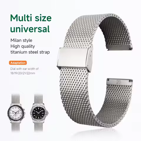 Adjustable Milan Titanium Steel Mesh Watch Strap 18/19/20/21/22mm Universal Wristband For Seiko Omeg