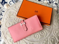 Hermes Bearn Wallet - Soufflet Pink Chevre Mysore Goatskin zipped purse Bearn wallet 愛馬仕山羊皮 拉鏈零錢包銀色H