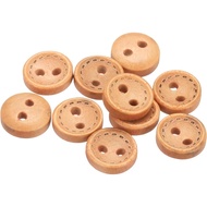 HARFINGTON 10pcs 16L Wooden Sewing Button 3/8"(10mm) 2 Holes Wood Round Craft Replacement Buttons fo