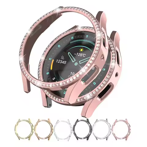 Glass+Case For Samsung Galaxy Watch 6/4 40mm 44mm Accessories Bling Diamond PC bumper+Screen protect