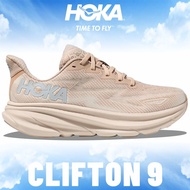 Hoka One One ทรายเลื่อน-Eggnog Clifton9 รองเท้าผ้าใบที่ไม่ดูดซับ แห้งเร็ว น้ำหนักเบา และยืดหยุ่นสูง(