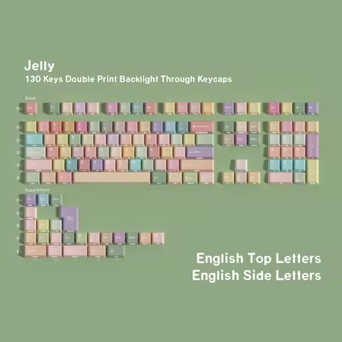 JCM Double Print Keycaps Dye-Sub PBT Side light Cherry Profile DE/FR/KR/RU/AR/JP/ES For Mechanical K