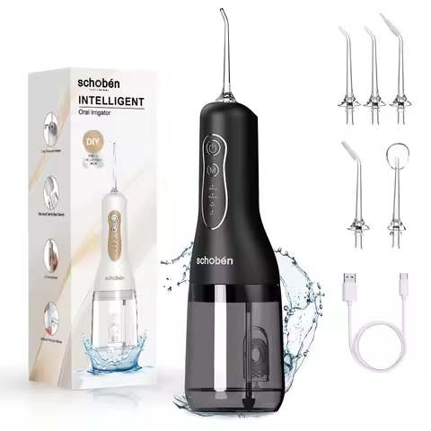 Water flosser: Portable cordless oral irrigator, 4 modes, 5 nozzles, USB charging, upgraded water ta