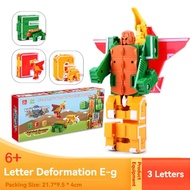 SOLOMEN🎀 Alphabet Transformers Toys for Kids - 26 Letters that Convert into Dinosaur & Robot Figures