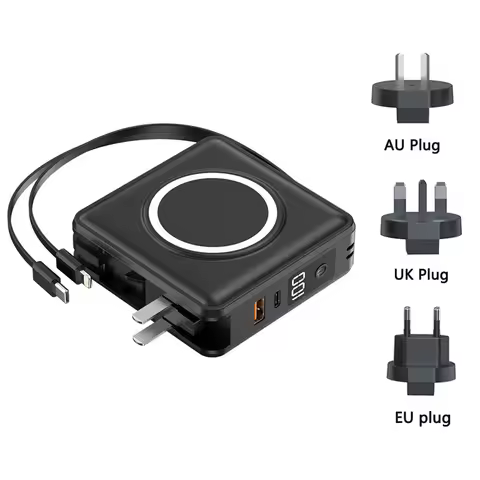 15000mAh Magsafe Power Bank with Cable AC Plug Wall Charger 22.5W Wireless Fast Charger for iPhone 1