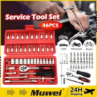 46PCS Chrome Vanadium Bolt Socket 46PC Wrench Screwdriver Bit Set Repairing Kit Tool Set Repair Ratc