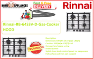 Rinnai RB-64SSV-D 4 Burner Built-In Stainless Steel Top Plate Kitchen Hob / FREE EXPRESS DELIVERY