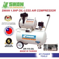 Swan 1.5HP 22Liter Silent Oil-less Air Compressor