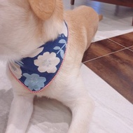 【雙面領巾】藍色花與香菇 寵物三角領巾 毛孩領巾
