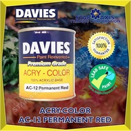 DAVIES PREMIUM GRADE ACRY-COLOR 100% ACRYLIC BASED WHITE BASED PAINT AC-12 PERMANENT RED 60ml