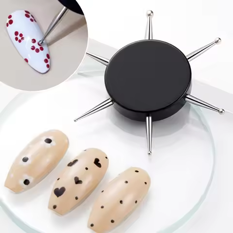 1pc 6 Head Nail Art Dotting Tools Disc Nail Drill Point Nail Tools Dot Painting Tools Nail Point Dri