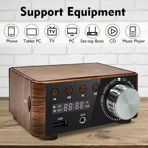 50W+50W Infineon MA12070 Bluetooth 5.0 Digital Audio Power Amp Class D USB AUX TF Home Theater HiFi