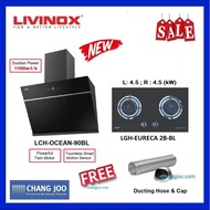 Livinox LCH-OCEAN-90BL Hood + LGH-EURECA 2B-BL Gas Hob