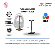 AULA F65 RGB Headset Stand – Black (Sturdy ABS Build/ USB Hub & AUX Port/ Compact & Lightweight)
