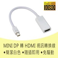 v1.1 影音同步 PC-118 主動式 單向 Mini DP 公 =&gt; HDMI 母 影音轉接線 1080P 螢幕線