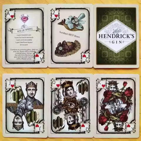 Hendrick's Gin Playing Cards Deck 9*6cm Full 52-card Deck - Unusual Victorian Style Collector’s Card