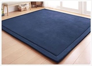Loartee Nursery Rug Coral Velvet Crawling Rugs Mat Area Rugs Play Crawling Mat(5.0'x 6'8", Dark Blue