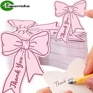 Bow Design Thank You Cards 50 Pack, Thick Sturdy Matte Cardstock, Mini Notes for Wedding Baby Shower