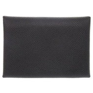 全新未使用愛馬仕 Calvi Duo 零錢包，黑色，Epsom 皮革，銀色五金，W 印記（2024 年製造），1855 [二手] 愛馬仕