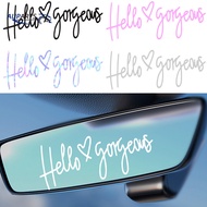 DIY Car Body Self Adhesive PVC Hello Gorgeous Love Heart Decal Automobile Rearview Mirror Decorative English Letters Sticker