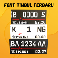 Plat Nomor Motor Akrilik Timbul Variasi Font Terbaru Hitam Putih Custom Baut Tanam Keren Murah Original Kecil / Plat Nomor Sepeda Listrik Vespa Akrilik Timbul Keren Model Terbaru