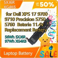 56Wh 5XJ6R 97Wh XG4K6 Laptop Battery for D ell XPS 17 9700 9710 Precision 5750 5760  Bateria 11.4V R
