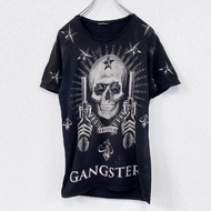 古著BLACK ROCK 短袖T卹，骷髏頭和水鑽印花，S碼