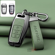 Zinc Alloy Car Key Case Cover Genuine Leather Key Keychain For Haval H6 H9 Car Key Box Great Wall Ha