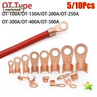 MERLYMALL 5/10Pcs OT Cable Connector Kit, Copper OT Type OT Wire Nose Terminal Crimp, Durable 1.5-16