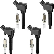 BDFHYK Ignition Coil Pack UF716 and Iridium Spark Plugs LFER7BHX Compatible with Audi A3 A4 A5 A6 Q5