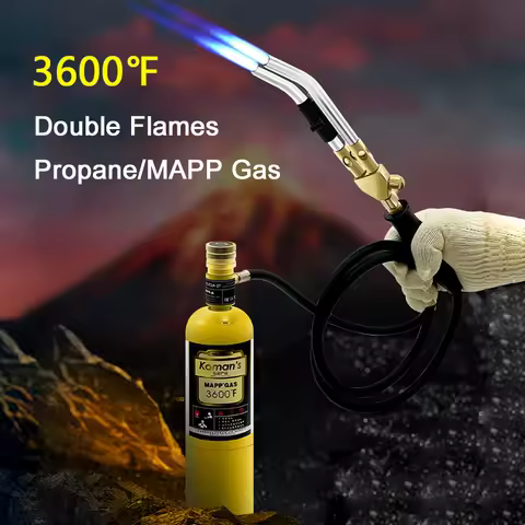 Mapp Gas Welding Torch Double Flame Jets Soldering Torch 3600° F Propane Welding Gun with Electronic