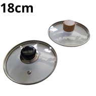 18cm Korean Tempered Glass Stainless Steel Rim Pan Pot Replacement Cover Lid