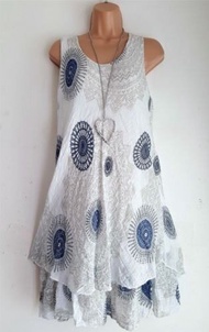 ZZOOI Bohemian Style New Soft Sleeveless Printing A-Line Dress For women Boho Loose Causal Dress Plu