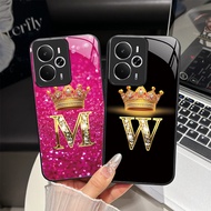 For Realme 14 RMX5070 Fashion Crown Initial Letter Couple Case Realme14 5G Lens Protective Tempered 