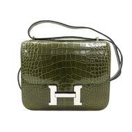 綠色 鱷魚皮 Constance 18 肩背包 口