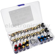 20PCS Single Potentiometer B5k/10k/20k/50k/100k Knob Cap Set Boxed Knurled Shaft Linear Rotary Taper