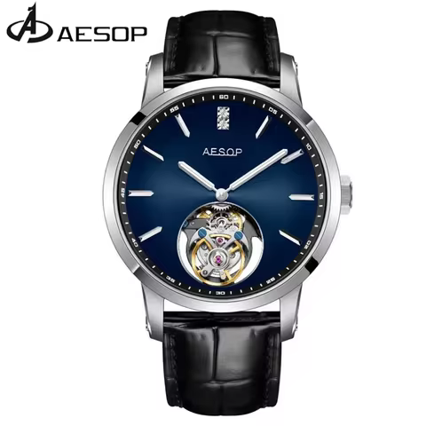 AESOP Luxury Manual Tourbillon Watch Roman Numerals Minimalist Watches Sapphire Stainless Steel Wate