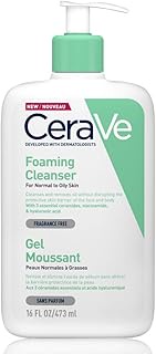 CeraVe Foaming Cleanser | 473ml/16oz | Daily Face, Body & Hand Wash with Niacinamide, for Normal to 
