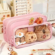 [Ninkan]  Transparent Layer Pencil Case Pencil Bag Detachable Multi-layer Pencil Case with Clear Win