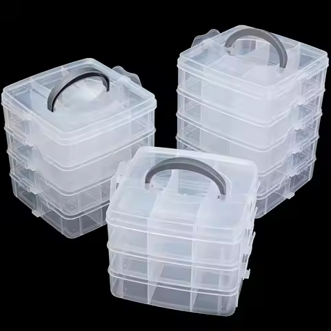 3/4/5 Layers Adjustable Clear Plastic Compartment Storage Box Jewelry Organizer Box for Beads Jewelr