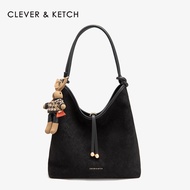 กระเป๋าสะพายไหล่ทรงถังสีแดง Clever&Ketch สำหรับผู้หญิง กระเป๋าสะพายประจำวัน กระเป๋าสำหรับงานแต่งงาน