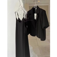 Summer Suit For Women 2025 New Style Korean Style Thin Suit Jacket Slim Sling Sling Skirt Two-piece
