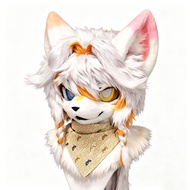 Orange White Husky Fursuit Head Kigurumi, Heterochromic Eyes Furry Mask, Anime Cosplay Head for Furr