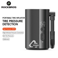 ROCKBROS จักรยาน Mini ปั๊มลมไฟฟ้า150PSI 5000MAh รถมอเตอร์ไซค์เครื่องอัดอากาศแบบไฟฟ้าแรงดันสูง Type-C