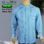 Baju koko Al mia MT lengan panjang kancing pria dewasa warna biru fashion muslim almia pakaian shola