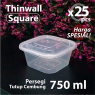 25 pcs pack - Thinwall Square 750 ml DM - Convex Lid - Square SQ