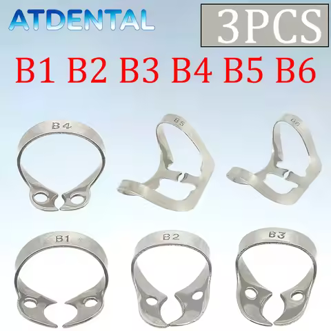 B1-B6 Dental Rubber Dam Clamps Stainless Steel Dam Clip Holder Restoration Endodontic Sheet Dentistr